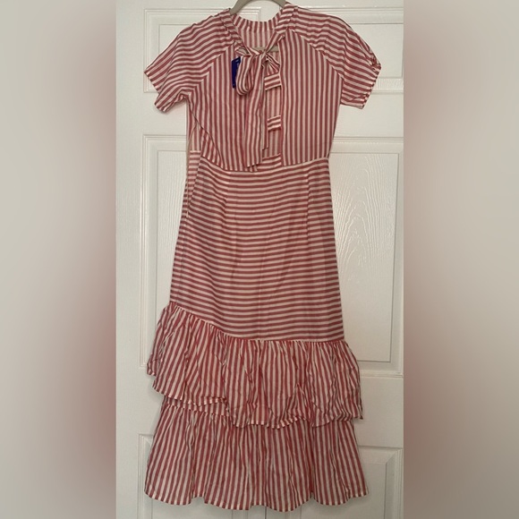 NWT Rena for Ajio long white and pink striped dress size S - Picture 4 of 12